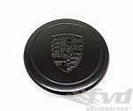 Wheel Cap with Emblem - Matte Black with Embossed Crest - Genuine Porsche