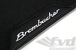 Jeu de tapis 4 pièces, 911 / 930 - velours noir - bordures cuir noir - logo Brombacher