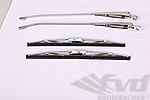 Wiper set 911 78-91 with wiper arms and blades, stainless steel, polished, left/right