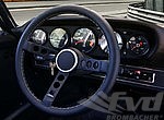 Rennline Steering Wheel - Black Leather - Silver Horn Ring - Black Spokes - Ø 360 mm