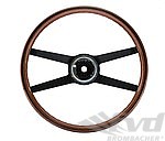 Wood Steering Wheel Ø 400 mm - 4 Spokes Black - Without Horn Button - 911 / 912 / 914