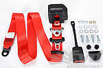 Seat Belt 964 / 993 - Front - Red - With 22cm Buckle + Mounting Kit - German Aftermarket