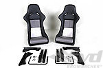 RS Replica Sport Seat Set 964 / 993 - Leather - Black / Grey Inserts - Includes Adapters + Sliders