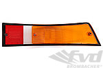 Tail Light Lens 911 / 930 / 959 1973-89 - Left - ROW - Red / Amber with Black Trim