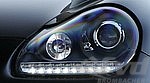 Front Xenon Projector Head Light Set + LED Turn Signal + LED Park Light 955 Cayenne - Black - Euro