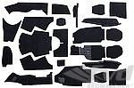 Carpet Set 964 C2 + C4 / 965 - Complete - Black - Feintuft Velour - for Partial Leather Interior