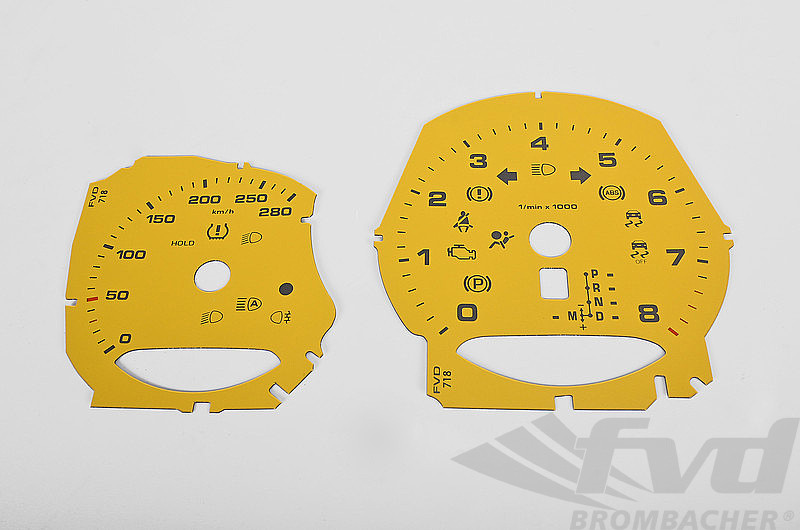Instrument Face Set 718 Boxster - Racing Yellow - KPH - PDK - 280 KPH