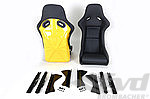 Jeu répliques sièges RS 964/993 cuir noir - intérieur dosseret jaune - avec adaptateurs+glissières