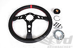 GT Race Steering Wheel - Black Leather - Red Indicator & Stiching - ø 350 mm - Without Hub