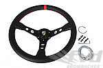 GT Race Steering Wheel - Black Leather - Red Indicator & Stiching - ø 350 mm - Without Hub