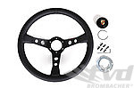 GT Race Steering Wheel - Black Leather - Black Indicator & Stiching - ø 350 mm - Without Hub