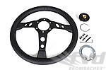 GT Race Steering Wheel - Black Leather - Black Indicator & Stiching - ø 350 mm - Without Hub