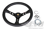 GT Race Steering Wheel - Black Leather - Black Indicator & Stiching - ø 350 mm - Without Hub