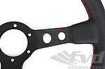 GT Race Steering Wheel - Black Leather - Red Indicator & Stiching - ø 350 mm - Without Hub