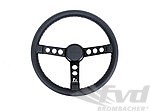 Steering Wheel 3-Spokes Ø 360mm - Black Leather - Black Spokes - Black Horn Ring
