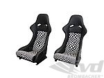 RS Replica Sport Seat Set 911 / 964 / 993 - Leather - Black / Pascha Inserts - Adapters + Sliders