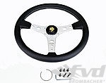 MOMO Steering Wheel - Prototipo - Black Leather - Silver Spokes - 370 mm - 6 x 70 mm Bolt Pattern