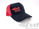 FVD Cap Schwarz/ Netz Rot - Stickung Rot , Logo vorne